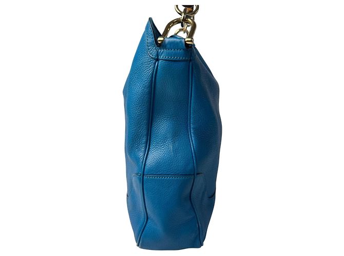 Borsa a tracolla in pelle Gucci Bamboo Diana Blu - vista 4