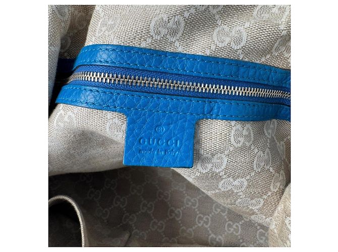 Borsa a tracolla in pelle Gucci Bamboo Diana Blu - vista 8