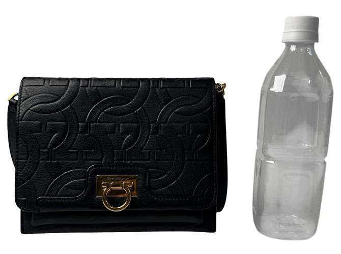 Gancini Borsa a tracolla in pelle nera Salvatore Ferragamo Nero - vista 10