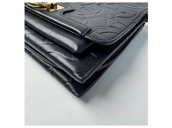 Gancini Borsa a tracolla in pelle nera Salvatore Ferragamo Nero - vista 12