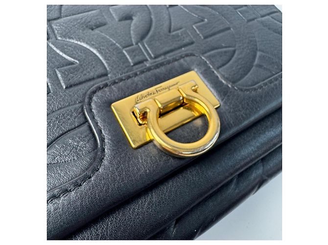 Gancini Borsa a tracolla in pelle nera Salvatore Ferragamo Nero - vista 16