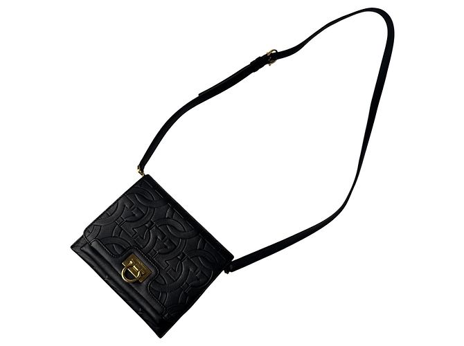 Gancini Borsa a tracolla in pelle nera Salvatore Ferragamo Nero - vista 2