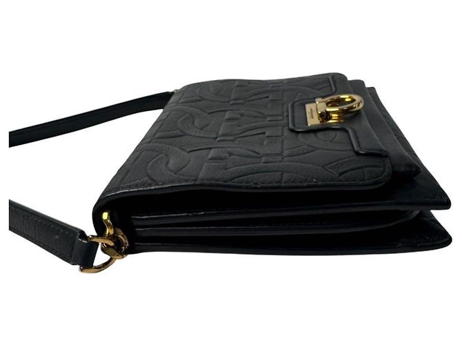Gancini Borsa a tracolla in pelle nera Salvatore Ferragamo Nero - vista 4
