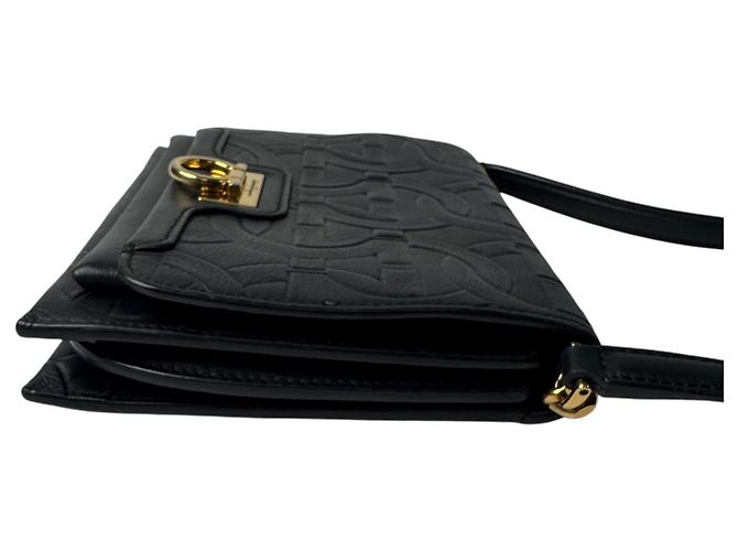 Gancini Borsa a tracolla in pelle nera Salvatore Ferragamo Nero - vista 5