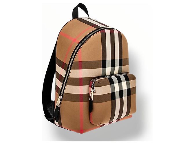 Zaino Burberry Jeff Check Marrone Nero Rosa Bianco Beige - vista 10