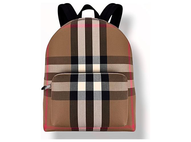 Zaino Burberry Jeff Check Marrone Nero Rosa Bianco Beige - vista 12