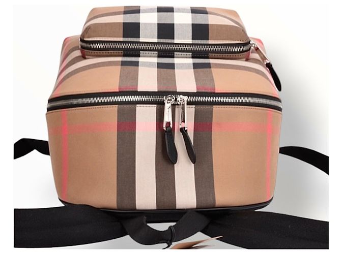 Zaino Burberry Jeff Check Marrone Nero Rosa Bianco Beige - vista 16