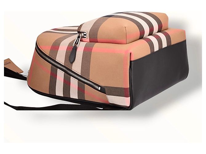 Zaino Burberry Jeff Check Marrone Nero Rosa Bianco Beige - vista 17