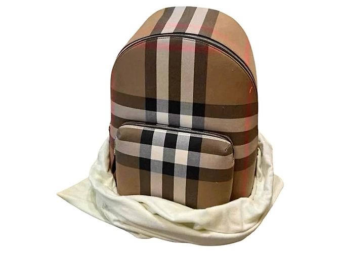 Zaino Burberry Jeff Check Marrone Nero Rosa Bianco Beige - vista 20