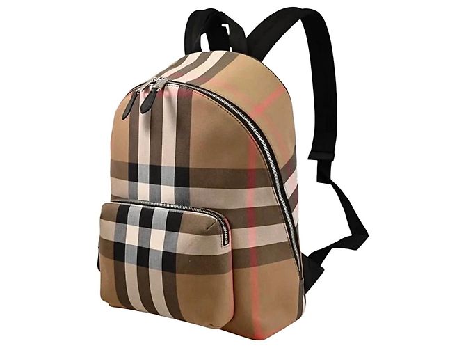 Zaino Burberry Jeff Check Marrone Nero Rosa Bianco Beige - vista 3
