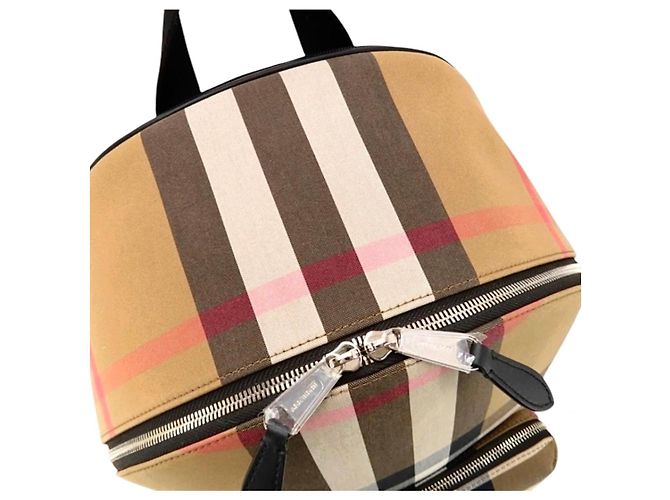 Zaino Burberry Jeff Check Marrone Nero Rosa Bianco Beige - vista 4