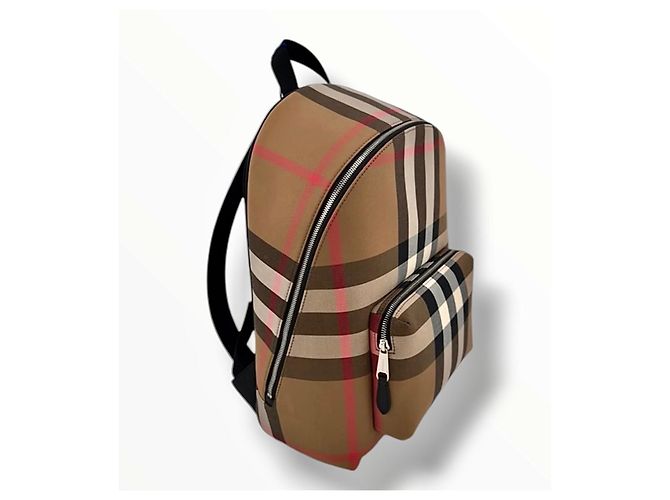 Zaino Burberry Jeff Check Marrone Nero Rosa Bianco Beige - vista 5