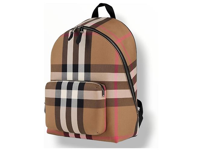Zaino Burberry Jeff Check Marrone Nero Rosa Bianco Beige - vista 6