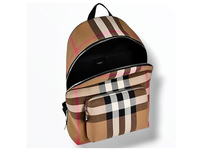 Zaino Burberry Jeff Check Marrone Nero Rosa Bianco Beige - vista 7