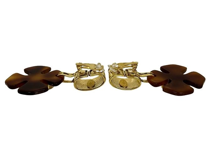 Orecchini a clip Chanel Coco Mark in marmo oro e marrone D'oro - vista 4