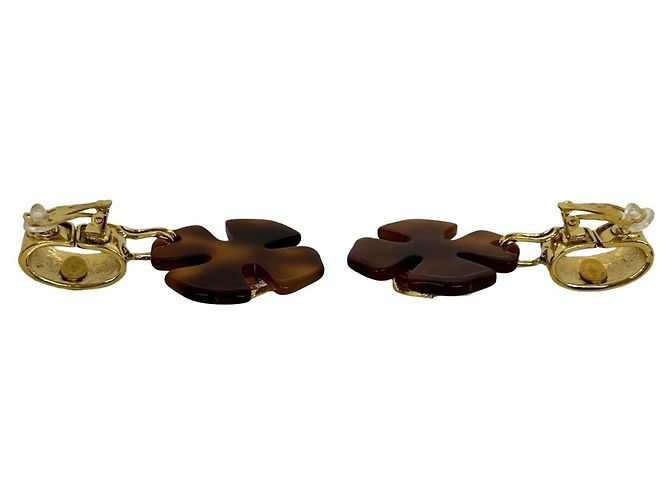 Orecchini a clip Chanel Coco Mark in marmo oro e marrone D'oro - vista 5