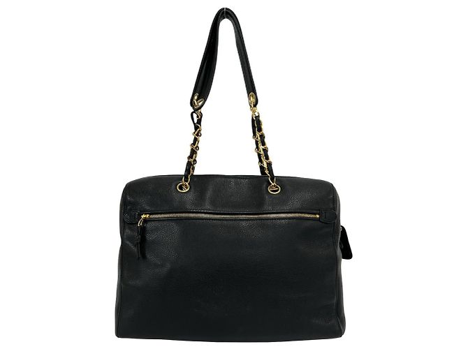 Borsa Tote Chanel Vintage Coco Mark in pelle caviar Nero - vista 3
