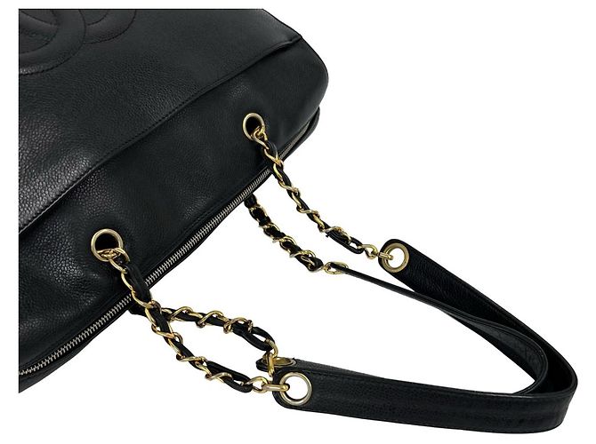 Borsa Tote Chanel Vintage Coco Mark in pelle caviar Nero - vista 4