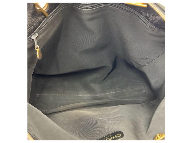 Borsa Tote Chanel Vintage Coco Mark in pelle caviar Nero - vista 9