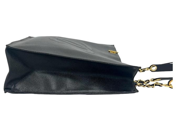 Borsa Tote a catena Chanel Vintage Coco Mark Logo in pelle caviar Nero - vista 6