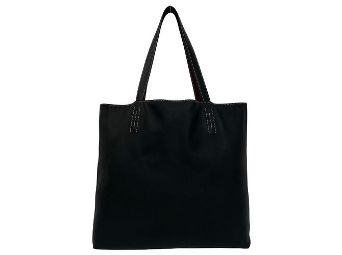 Hermès Borsa Tote HERMES Double Sens 36 in pelle Veau Sikkim Nero Rosso Bordò - vista 3