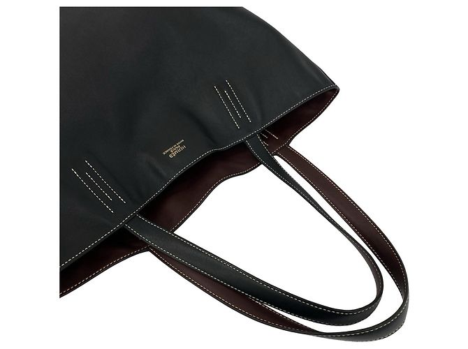 Hermès Borsa Tote HERMES Double Sens 36 in pelle Veau Sikkim Nero Rosso Bordò - vista 4