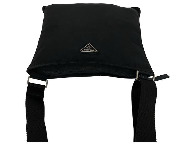 Borsa a tracolla in nylon con logo triangolare Prada Nero - vista 4