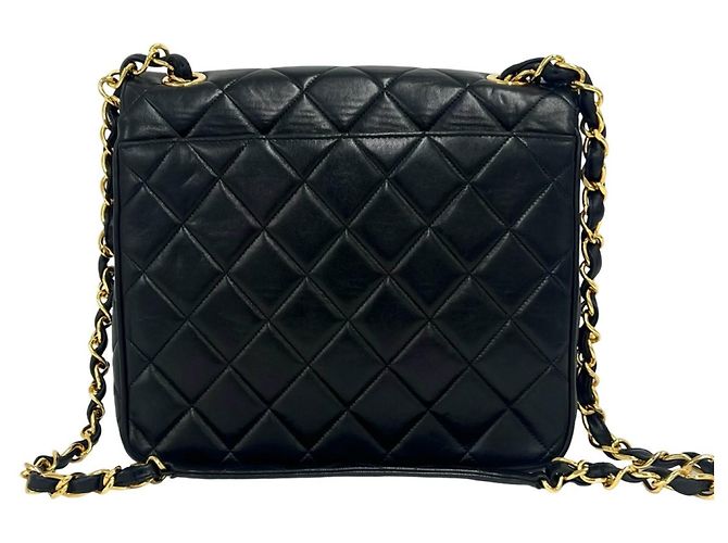 Chanel Vintage Matelassé Coco Mark Schultertasche aus Lammleder Schwarz - Ansicht 3