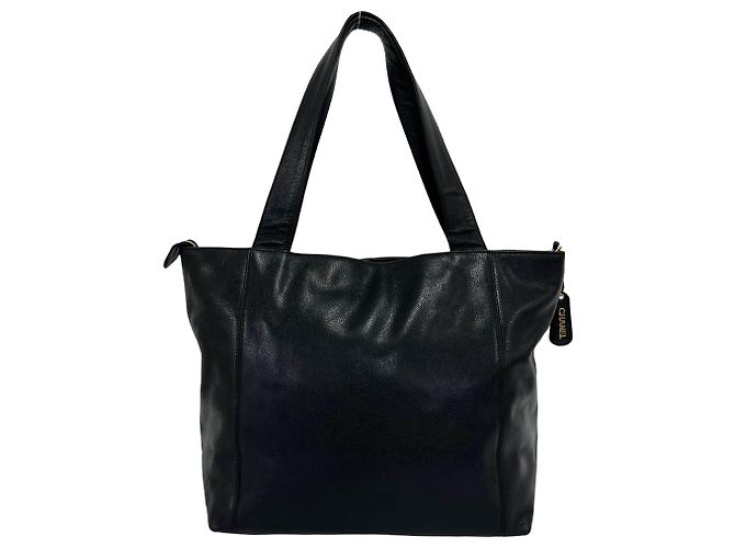 Borsa Tote Chanel Vintage Coco Mark in pelle caviar Nero - vista 3