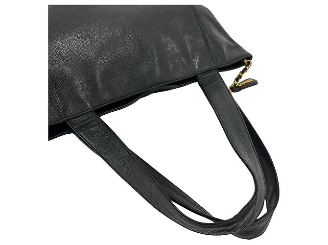 Borsa Tote Chanel Vintage Coco Mark in pelle caviar Nero - vista 4