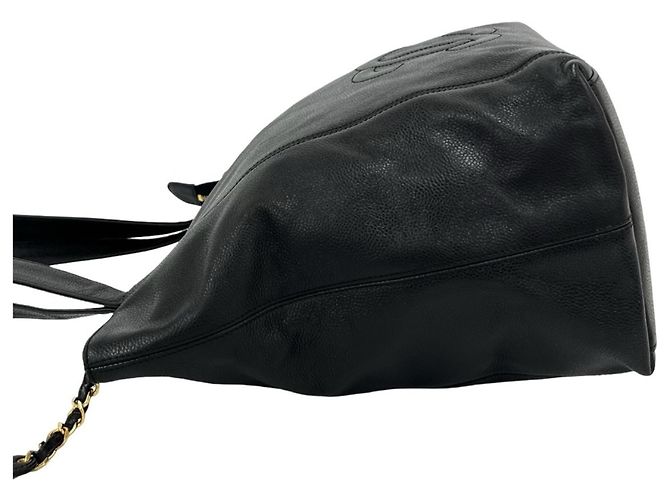 Borsa Tote Chanel Vintage Coco Mark in pelle caviar Nero - vista 5