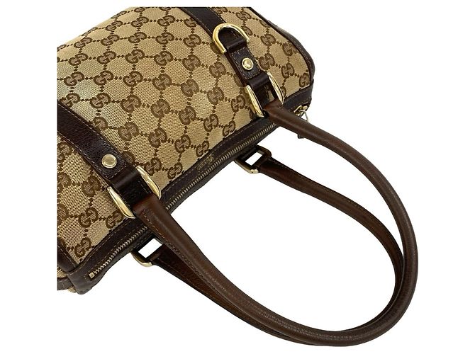 Borsa Boston Gucci in tela e pelle marrone - vista 4