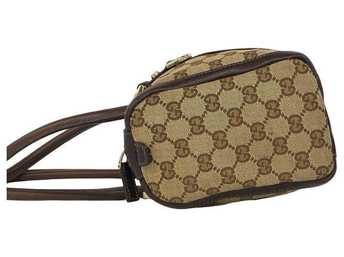 Borsa Boston Gucci in tela e pelle marrone - vista 5
