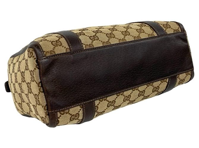 Borsa Boston Gucci in tela e pelle marrone - vista 7