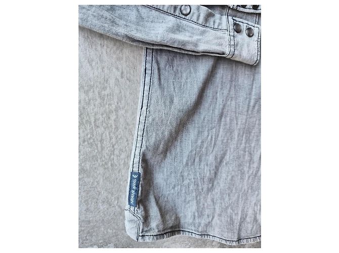 Armani Jeans Camicia in denim grigia adornata con perle e cristalli Grigio - vista 4
