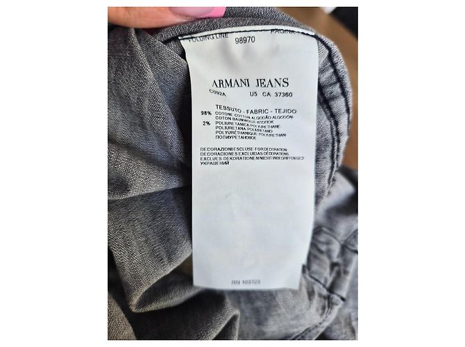 Armani Jeans Camicia in denim grigia adornata con perle e cristalli Grigio - vista 7