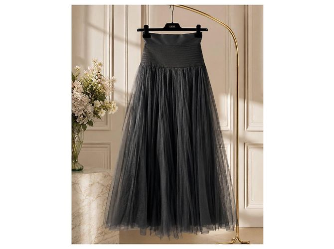 Christian Dior Falda maxi de tul plisado Dior Sz.38 de segunda mano - vista 3