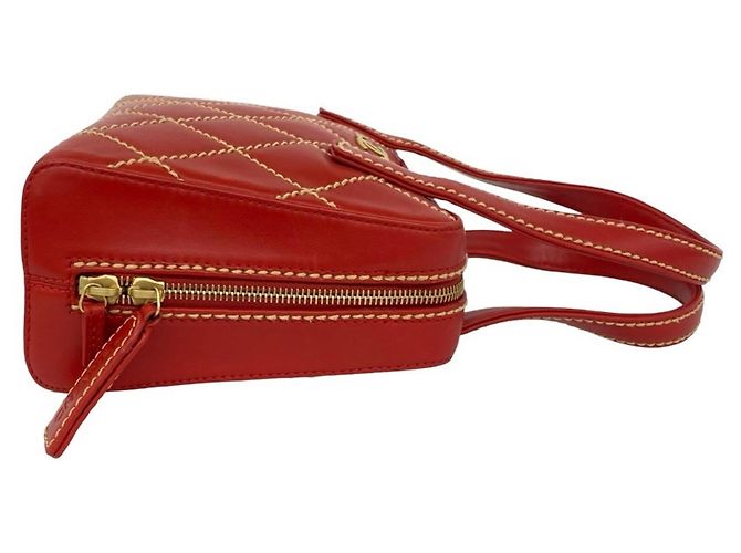 Borsa Mini Tote Chanel Coco Mark Wild Stitch in pelle Rosso - vista 6