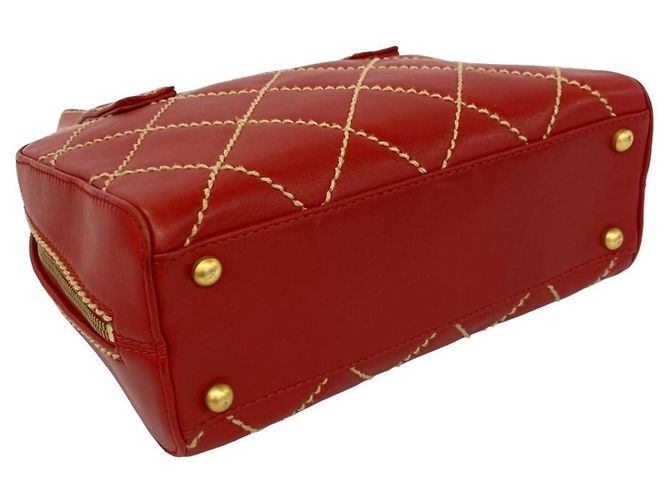 Borsa Mini Tote Chanel Coco Mark Wild Stitch in pelle Rosso - vista 7