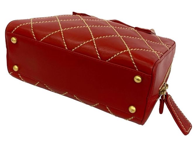 Borsa Mini Tote Chanel Coco Mark Wild Stitch in pelle Rosso - vista 8