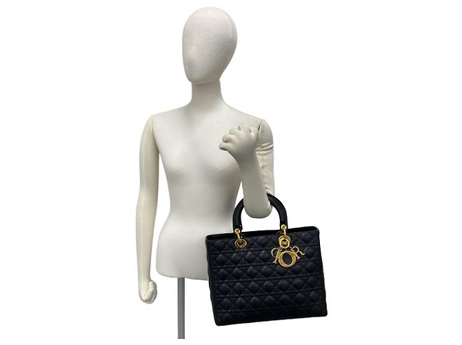 Borsa Tote Mini Lady Cannage Christian Dior Nero - vista 2