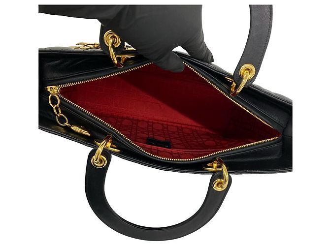Borsa Tote Mini Lady Cannage Christian Dior Nero - vista 9