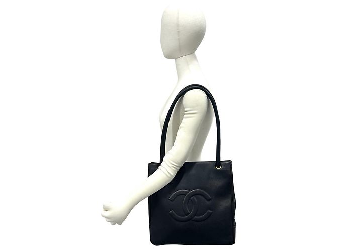 Timeless Borsa Tote Chanel Vintage Coco Mark Nero - vista 2