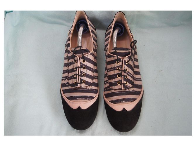 Sonia Rykiel Sneakers in tela e camoscio a righe Nero Multicolore Beige - vista 2