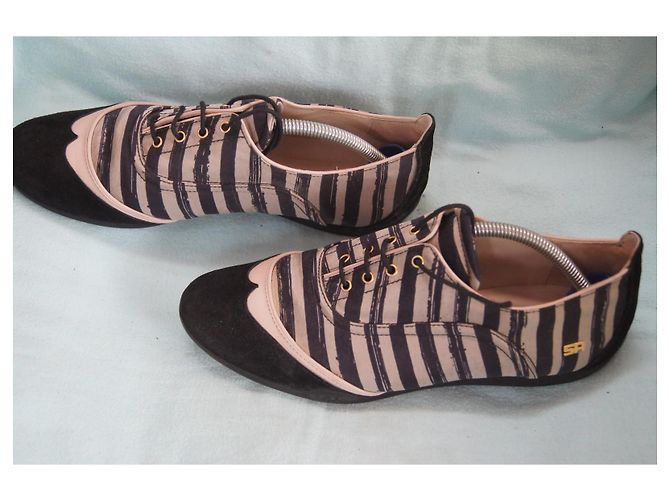 Sonia Rykiel Sneakers in tela e camoscio a righe Nero Multicolore Beige - vista 4