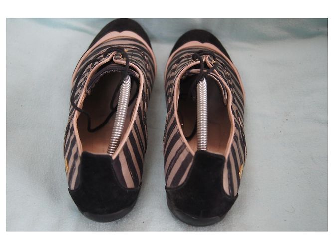 Sonia Rykiel Sneakers in tela e camoscio a righe Nero Multicolore Beige - vista 5