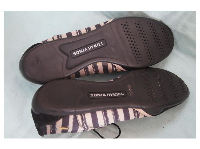 Sonia Rykiel Sneakers in tela e camoscio a righe Nero Multicolore Beige - vista 7