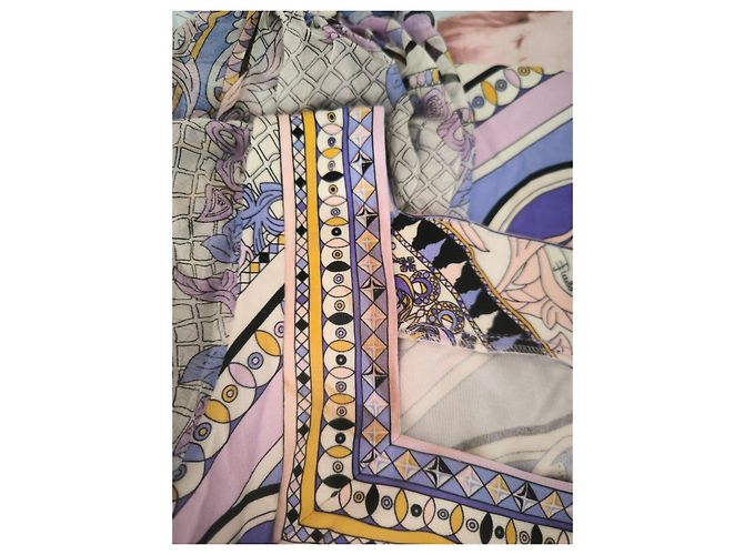 Emilio Pucci gemustertes Maxikleid Schwarz Pink Weiß Blau Beige Grau Lila Gelb - Ansicht 10