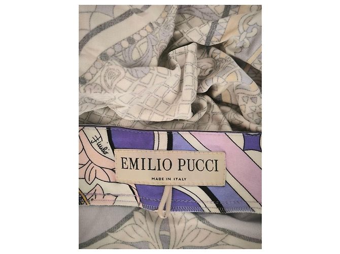 Emilio Pucci gemustertes Maxikleid Schwarz Pink Weiß Blau Beige Grau Lila Gelb - Ansicht 13