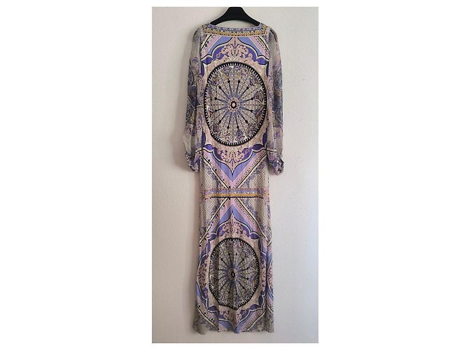 Emilio Pucci gemustertes Maxikleid Schwarz Pink Weiß Blau Beige Grau Lila Gelb - Ansicht 2